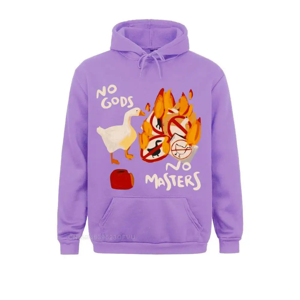 Men'S Harajuku Pullover Hoodie Untitled Goose Game No God No Meme Funny Pullover Hoodie Camisas Pullover Hoodie Crew Neck