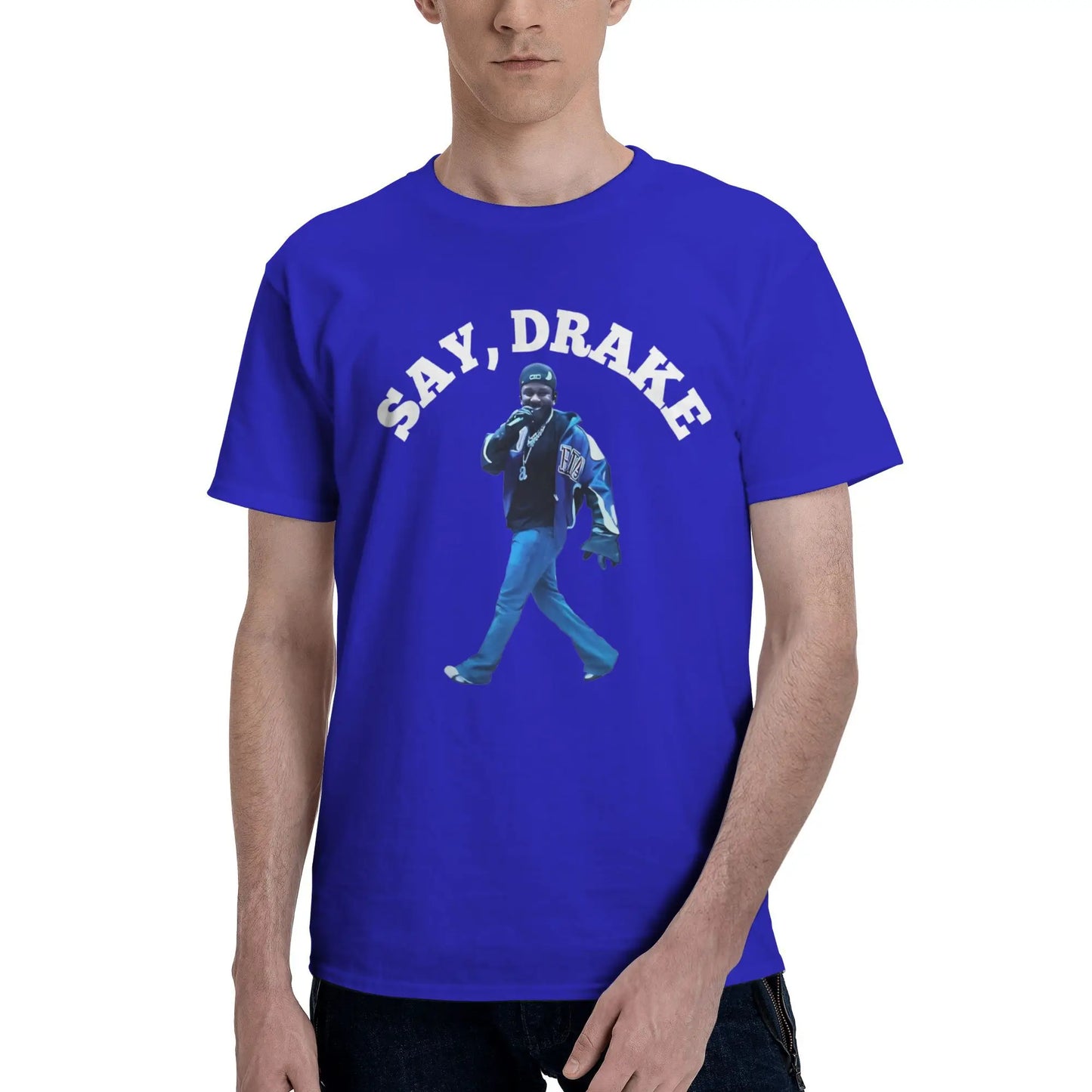 Rapper Kendrick Lamar Say Drake Meme Men T Shirt Vintage Tees Short Sleeve Crew Neck T-Shirt Cotton Printed Clothes