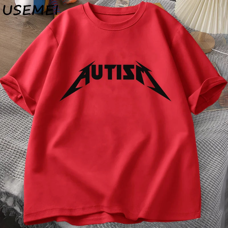 Autism Meme T Shirt Cotton Funny Humor Introvert T-Shirts for Men Women Letter Printed Tees Unisex T-Shirts Oversized