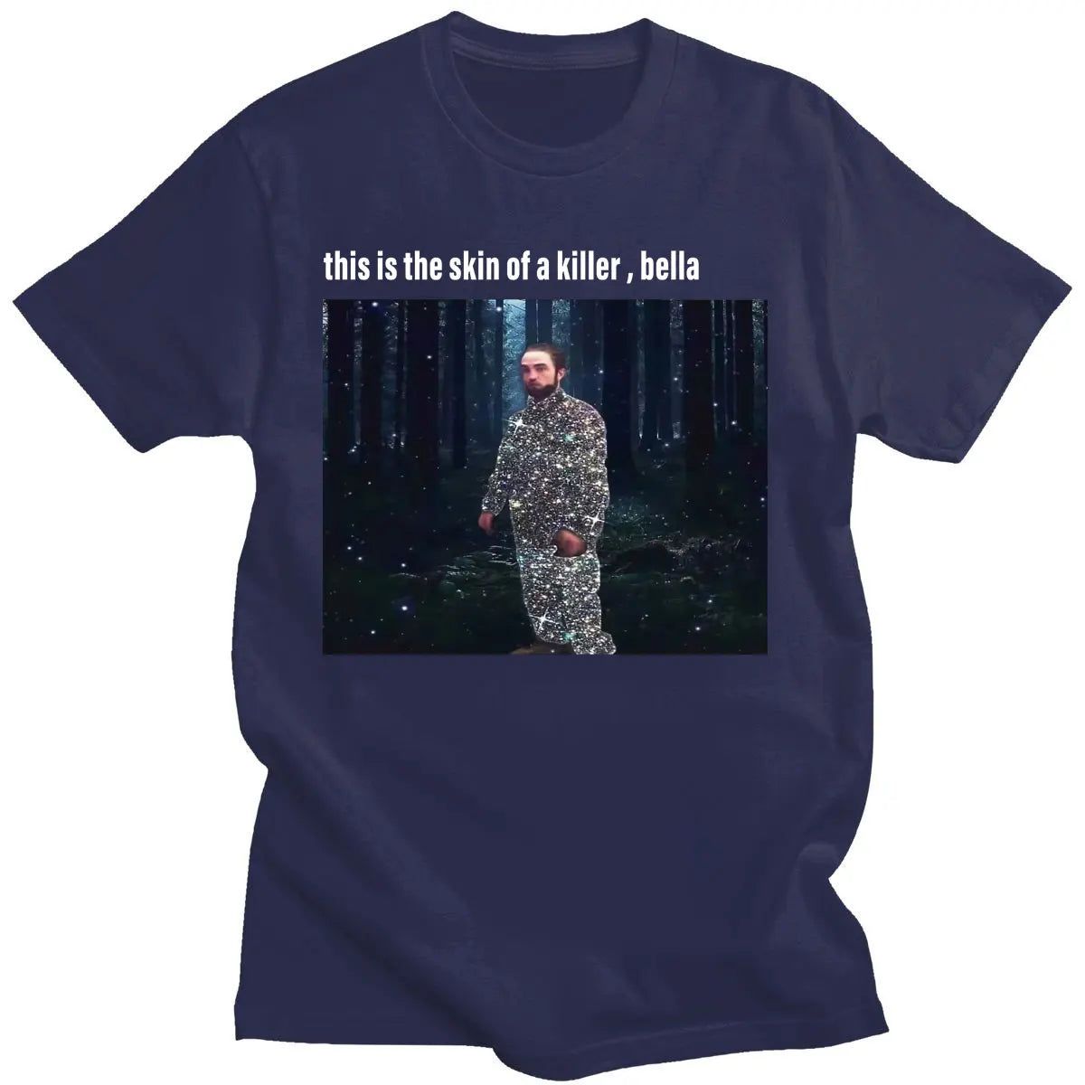 Funny Robert Pattinson Standing Meme T Shirt for Men Pure Cotton Tee Tops Vintage Rob Tshirt Short Sleeve Novelty T-Shirt