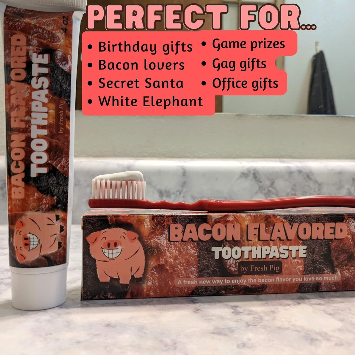 Bacon Toothpaste - Funny Gag Gift under $10 for Husbands, Coworkers, Men
