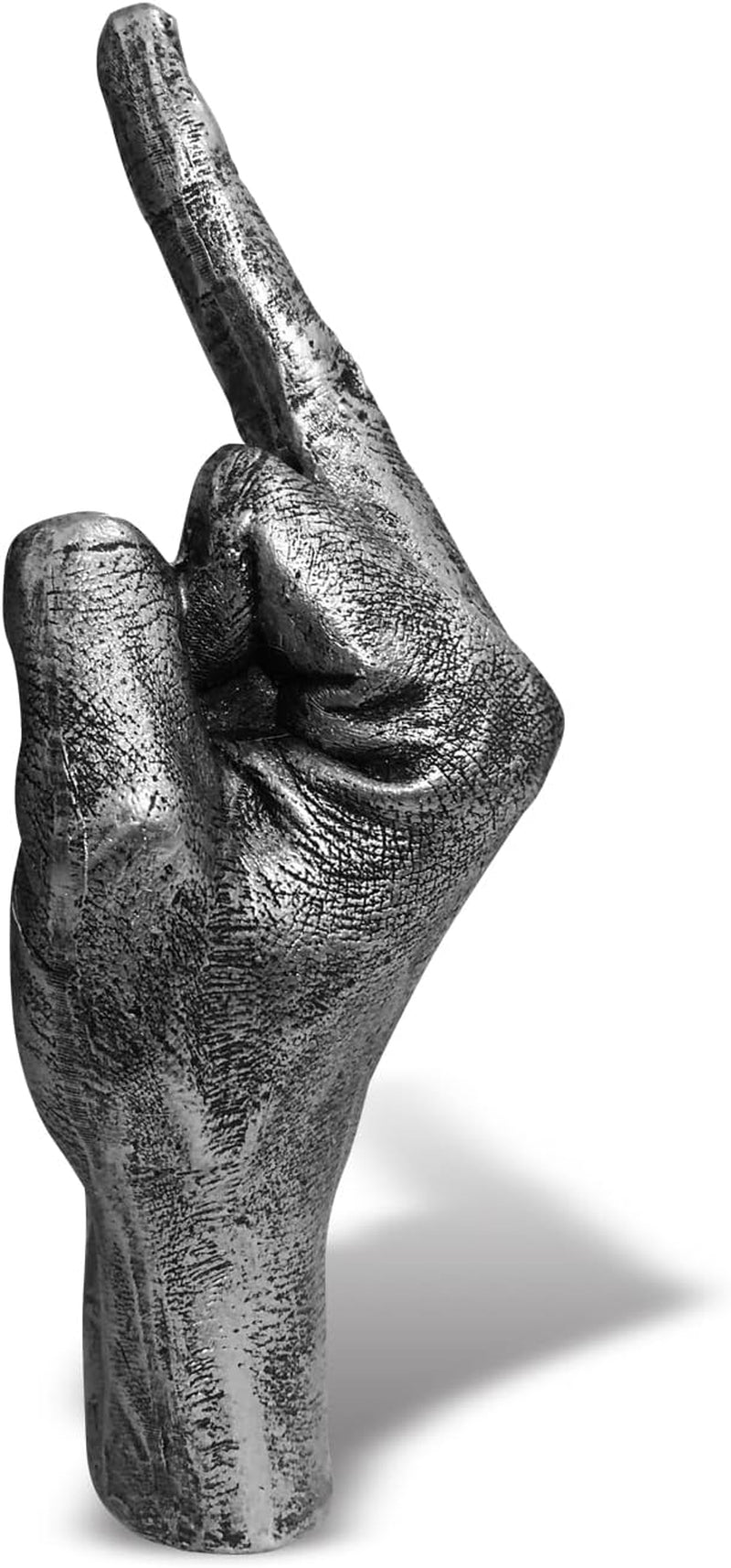 Silver Polyresin Hand Gesture Desk Statues Finger Sculpture Decor - Silver Personality Finger Practical Joke Halloween Prank Gifts (Personality-Black)