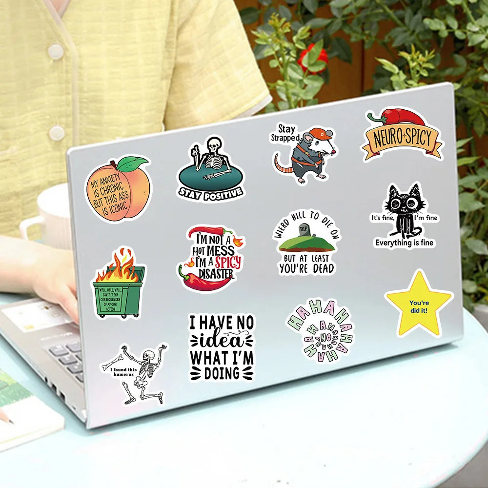 50Pcs Funny Snarky MEME Stickers Spoof DIY Stickers Scrapbooking Phone Luggage Skateboard Waterproof Decals