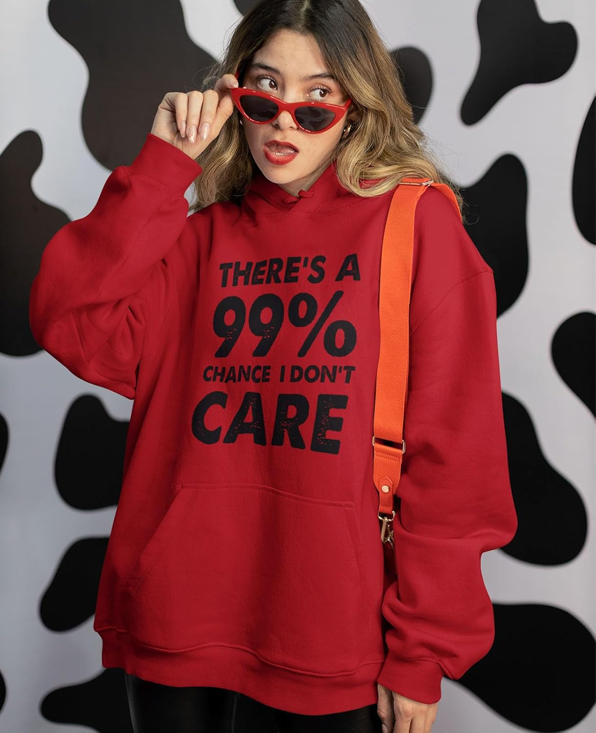 Funny Hoodie for Women and Teen Girls - 99% Chance I Don'T Care Pullover - Sarcastic Quote Gift
