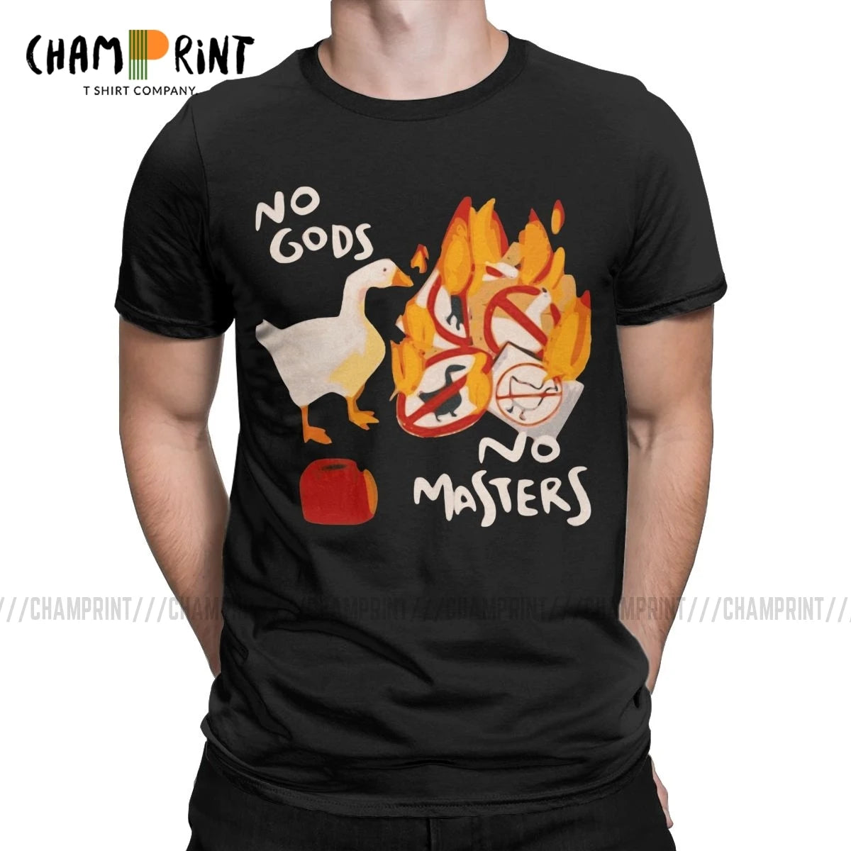 Men'S T-Shirts Untitled Goose Game No God No Masters Meme Funny Tee Shirt Short Sleeve T Shirts Crew Neck Clothes 5XL