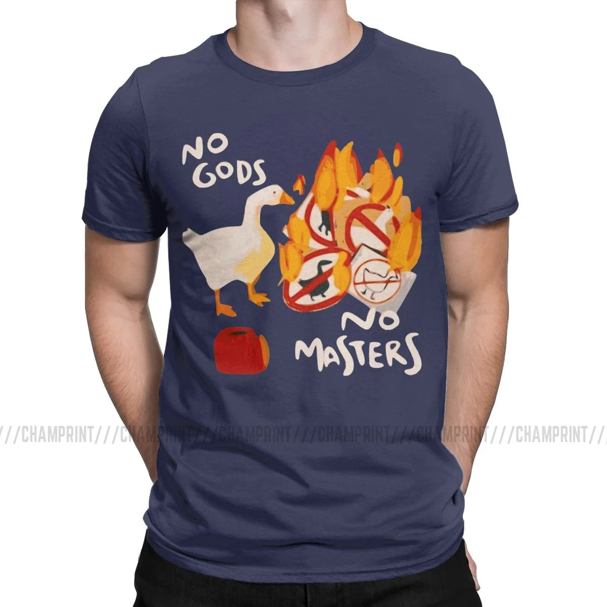 Men'S T-Shirts Untitled Goose Game No God No Masters Meme Funny Tee Shirt Short Sleeve T Shirts Crew Neck Clothes 5XL
