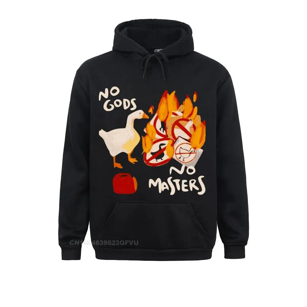 Men'S Harajuku Pullover Hoodie Untitled Goose Game No God No Meme Funny Pullover Hoodie Camisas Pullover Hoodie Crew Neck