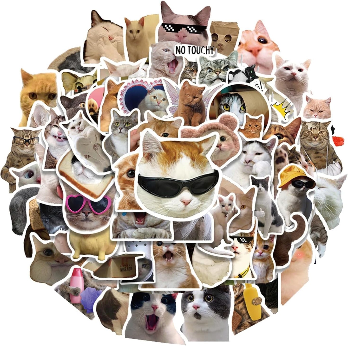 100 Pcs Funny Cat Stickers Cute Meme Sticker for Adults Teens Red