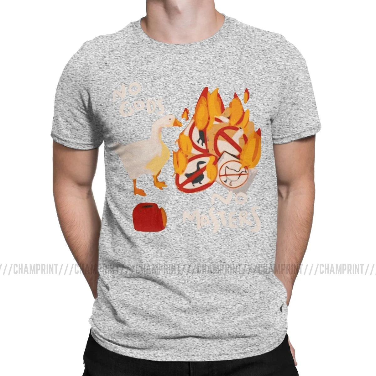 Men'S T-Shirts Untitled Goose Game No God No Masters Meme Funny Tee Shirt Short Sleeve T Shirts Crew Neck Clothes 5XL
