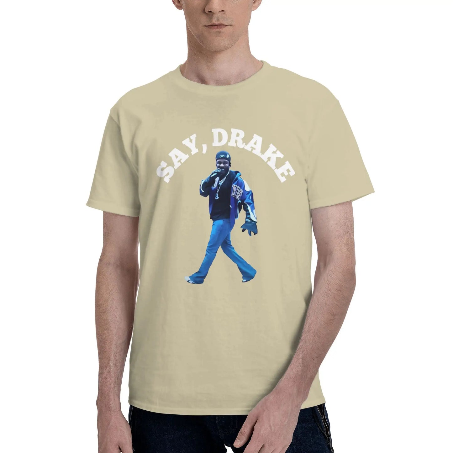 Rapper Kendrick Lamar Say Drake Meme Men T Shirt Vintage Tees Short Sleeve Crew Neck T-Shirt Cotton Printed Clothes