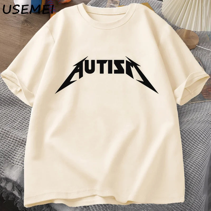 Autism Meme T Shirt Cotton Funny Humor Introvert T-Shirts for Men Women Letter Printed Tees Unisex T-Shirts Oversized