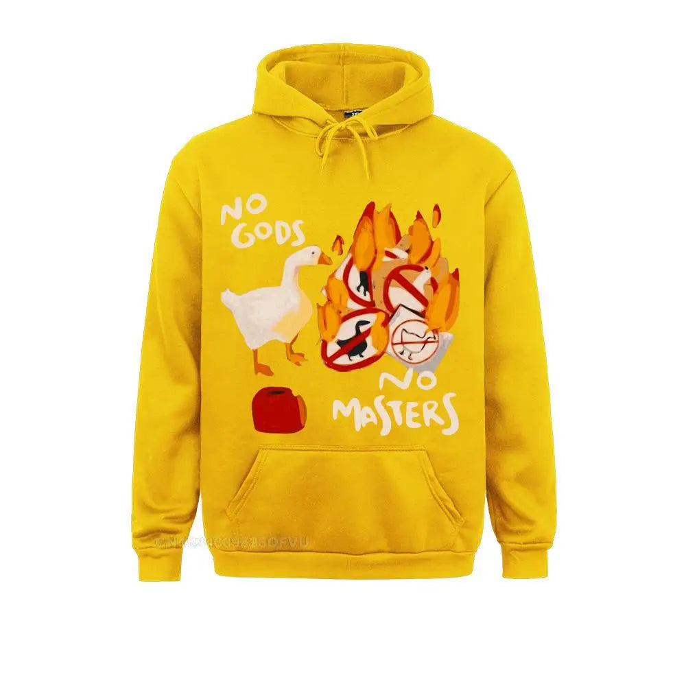 Men'S Harajuku Pullover Hoodie Untitled Goose Game No God No Meme Funny Pullover Hoodie Camisas Pullover Hoodie Crew Neck