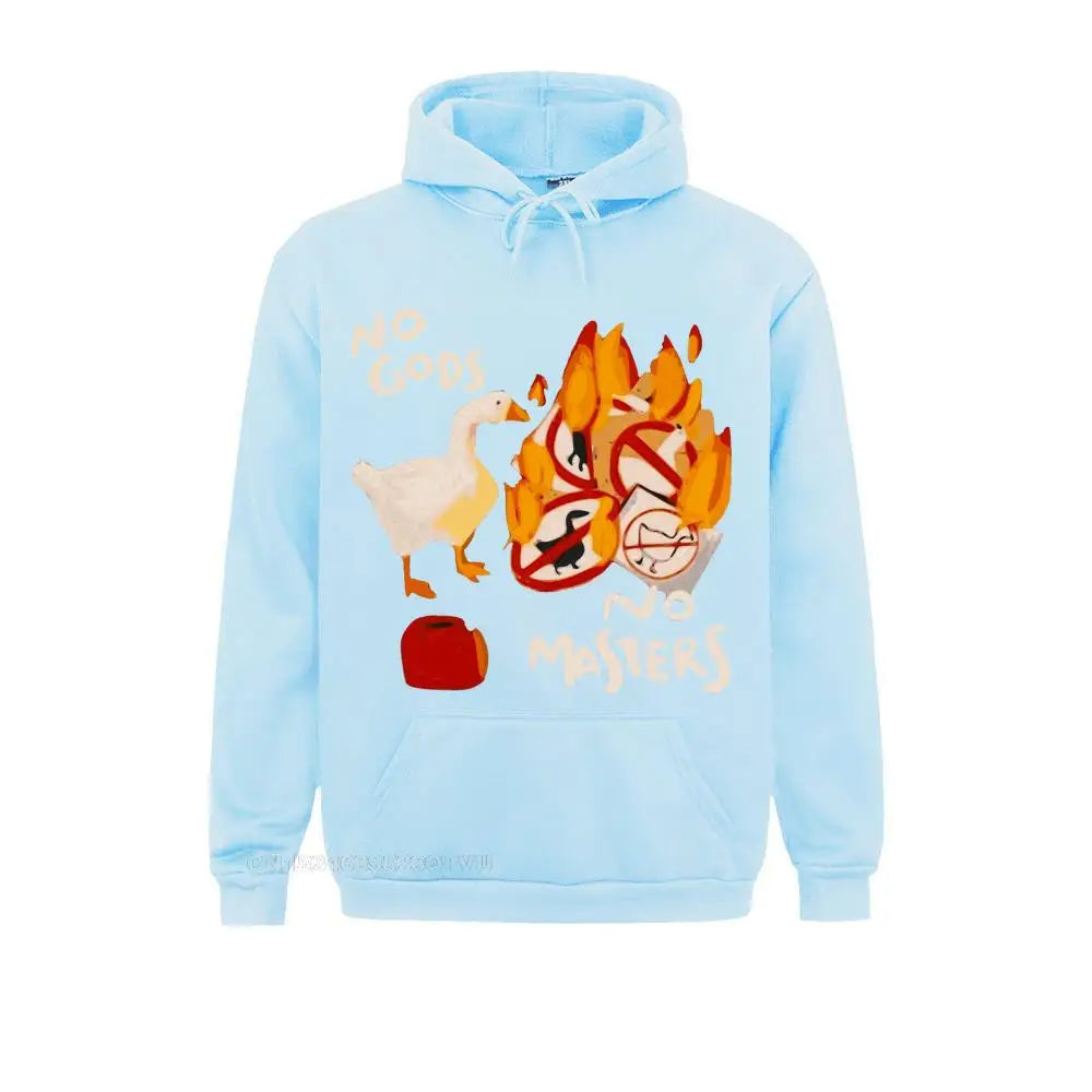 Men'S Harajuku Pullover Hoodie Untitled Goose Game No God No Meme Funny Pullover Hoodie Camisas Pullover Hoodie Crew Neck