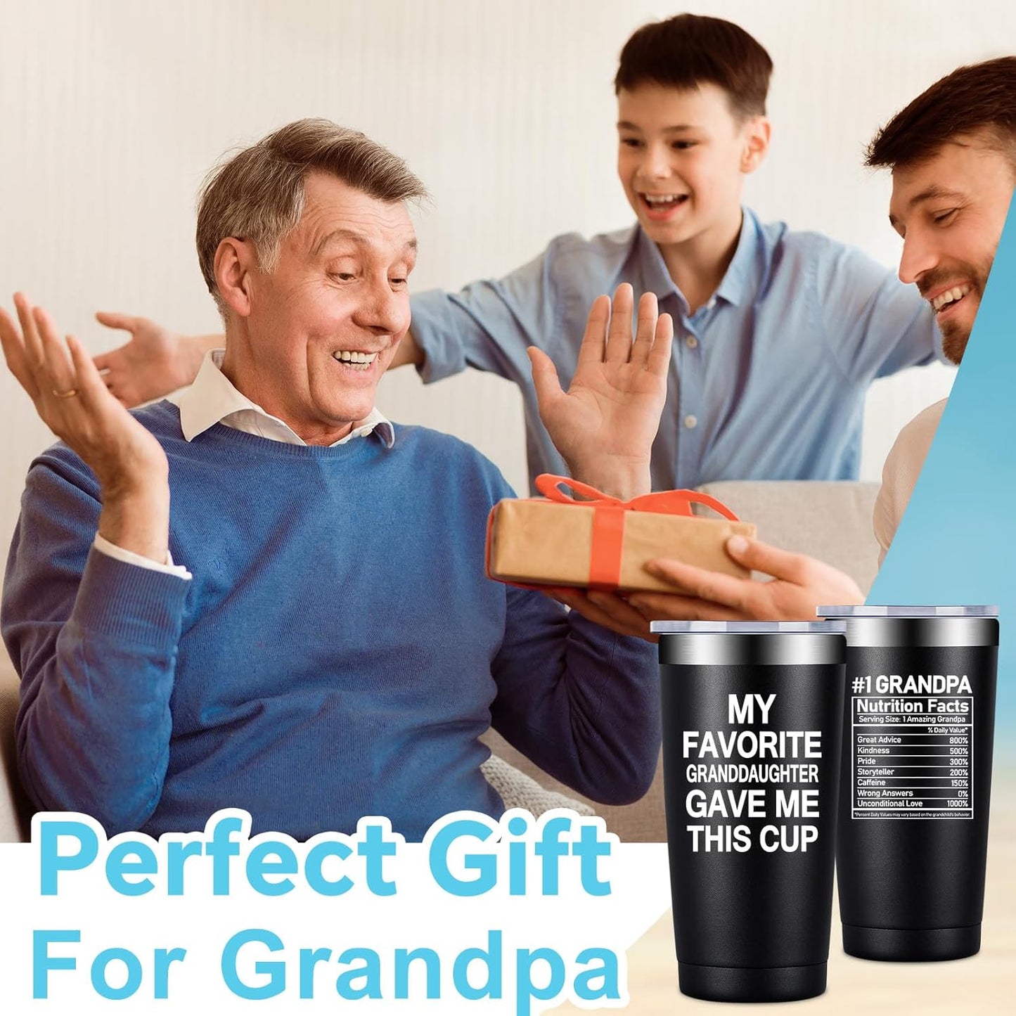 Gifts for Grandpa - Grandpa Gifts from Granddaughter, Grandson - Father'S Day Christmas Birthday Gift for Grandpas - Tumbler Cup
