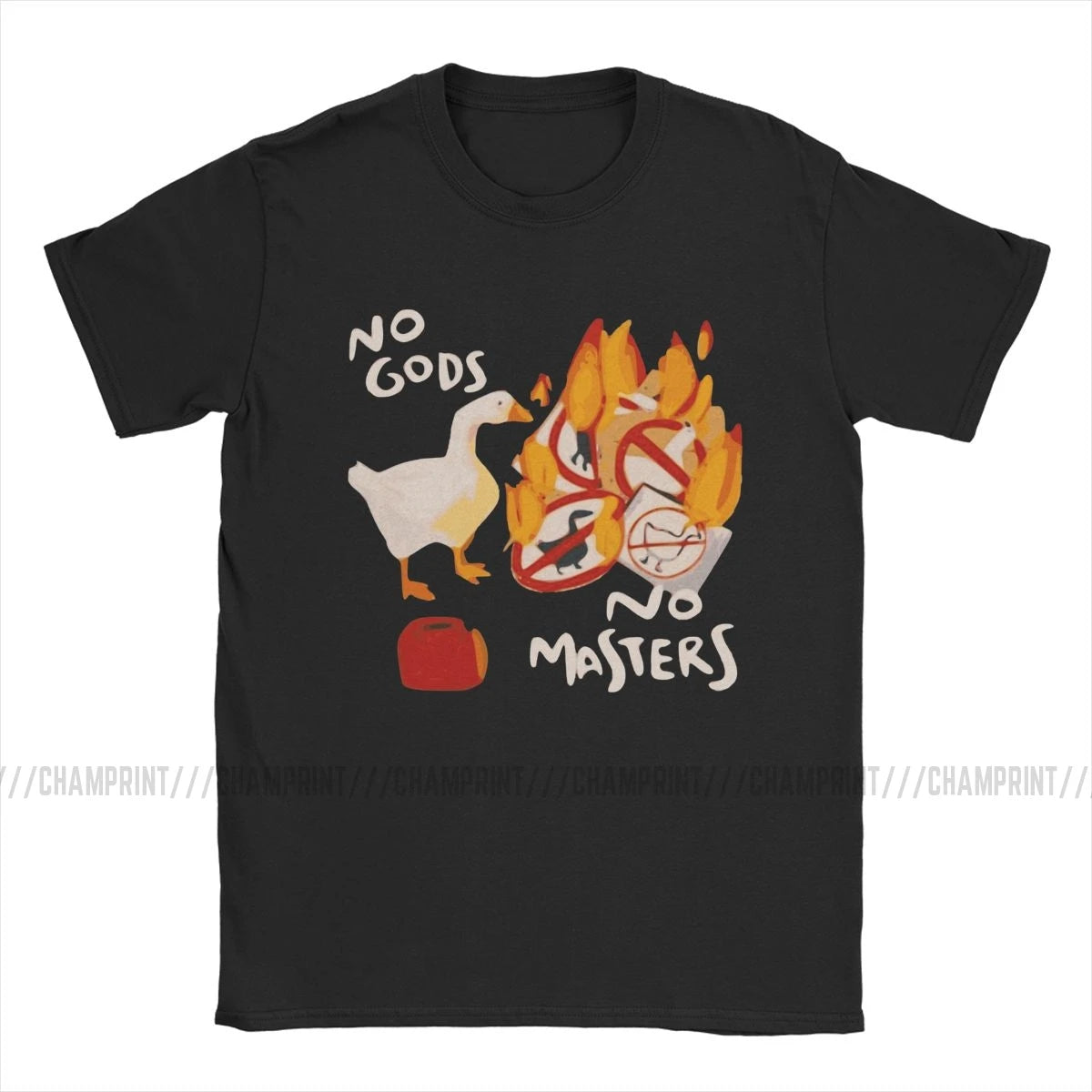 Men'S T-Shirts Untitled Goose Game No God No Masters Meme Funny Tee Shirt Short Sleeve T Shirts Crew Neck Clothes 5XL