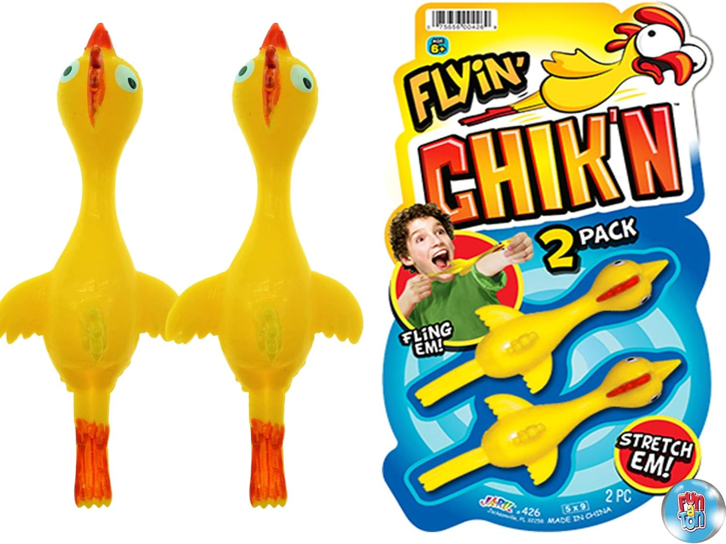 Mini Rubber Chicken Slingshot for Kids (24 Pack, 2 Units Each) Stretchy Finger Slingshot Toys. Funny Gag Gifts, Bulk Party Favors & Stocking Stuffers for Teens. 426-24P