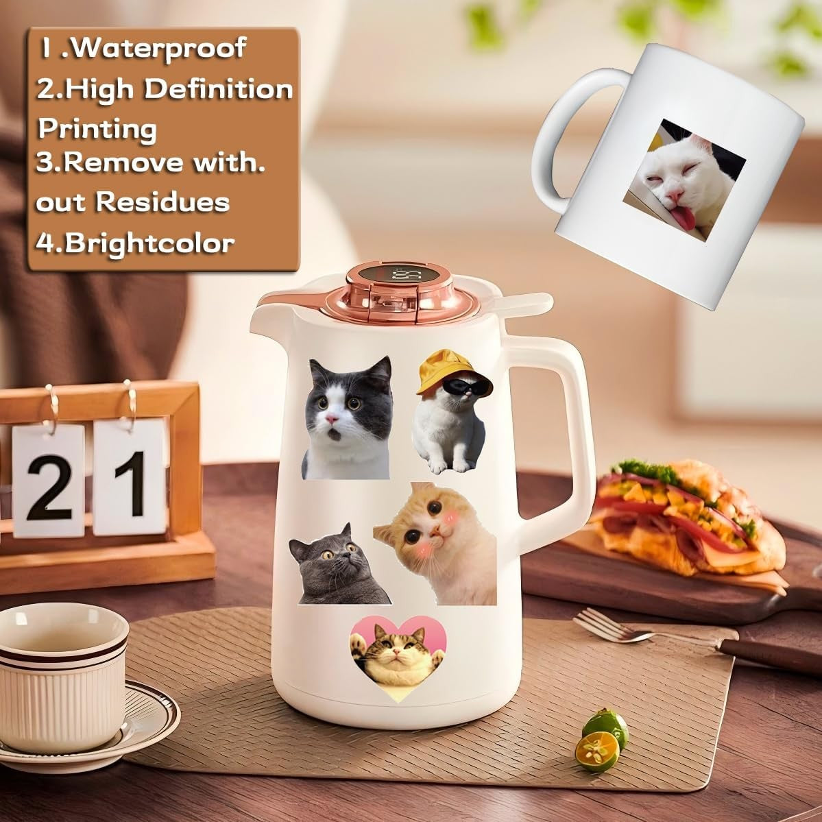 100 Pcs Funny Cat Stickers Cute Meme Sticker for Adults Teens Red