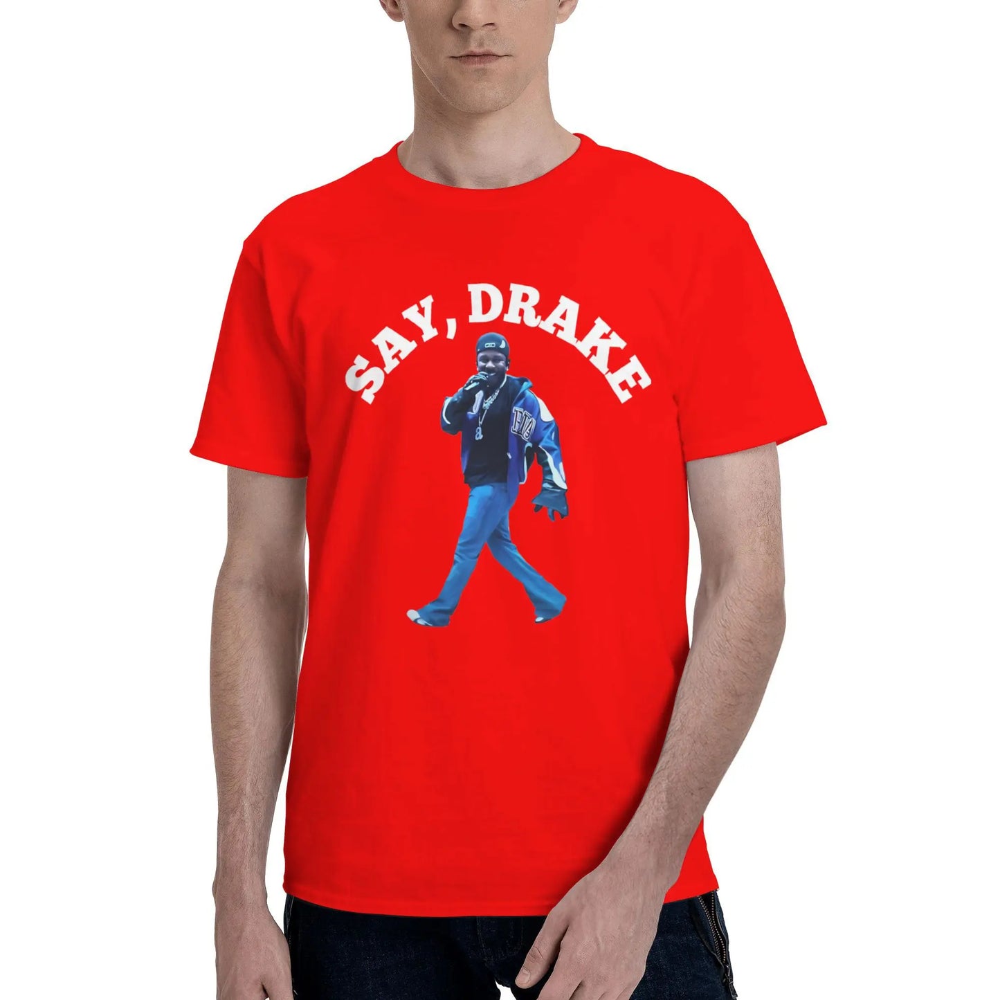 Rapper Kendrick Lamar Say Drake Meme Men T Shirt Vintage Tees Short Sleeve Crew Neck T-Shirt Cotton Printed Clothes