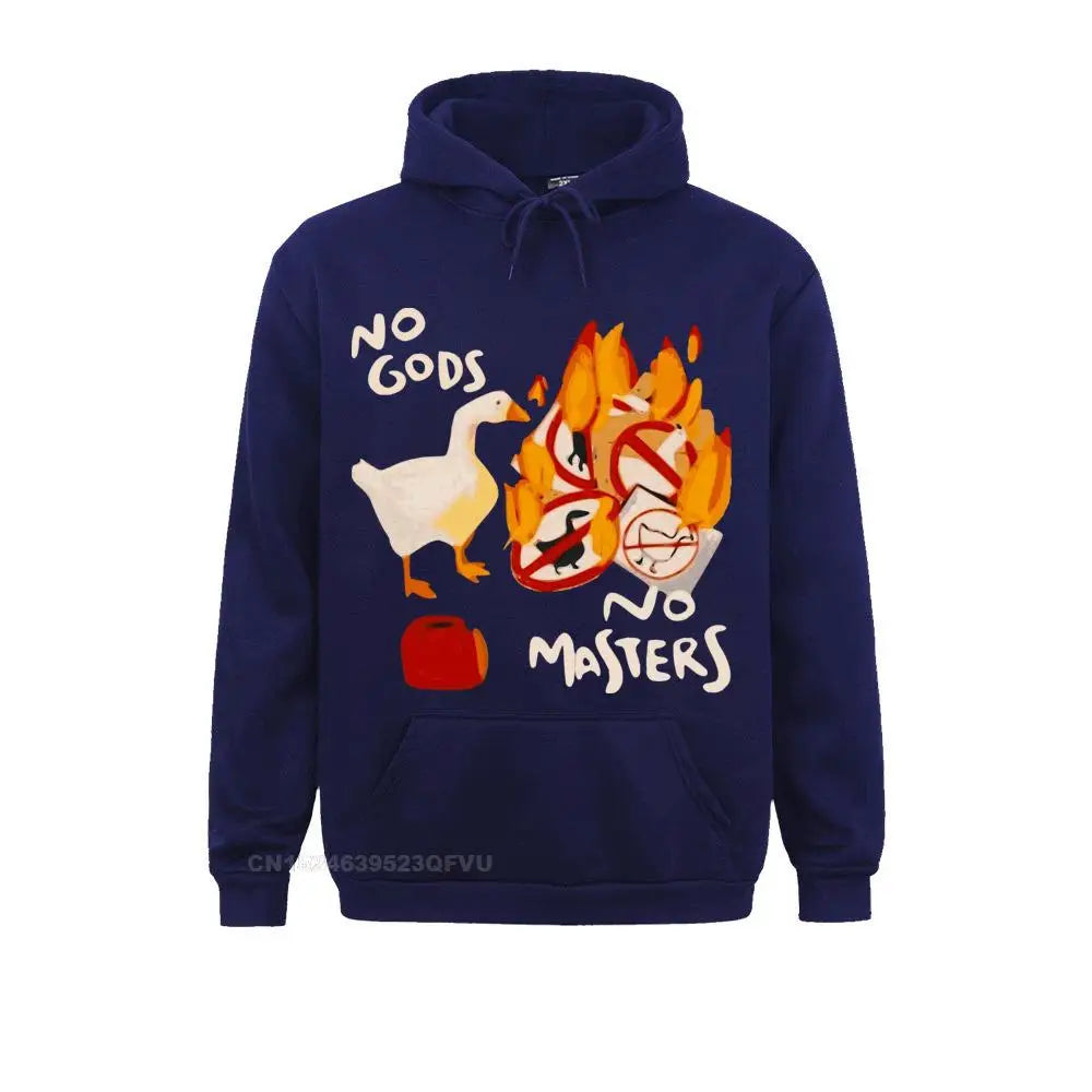 Men'S Harajuku Pullover Hoodie Untitled Goose Game No God No Meme Funny Pullover Hoodie Camisas Pullover Hoodie Crew Neck