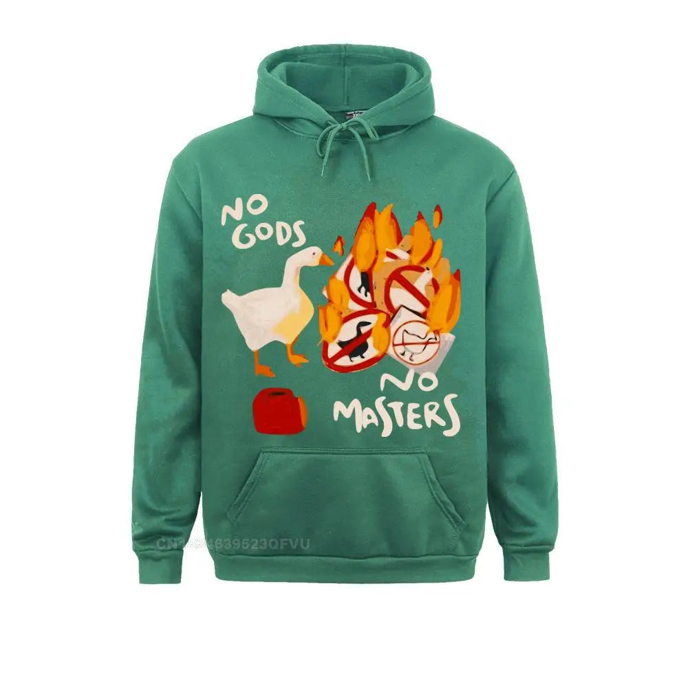 Men'S Harajuku Pullover Hoodie Untitled Goose Game No God No Meme Funny Pullover Hoodie Camisas Pullover Hoodie Crew Neck
