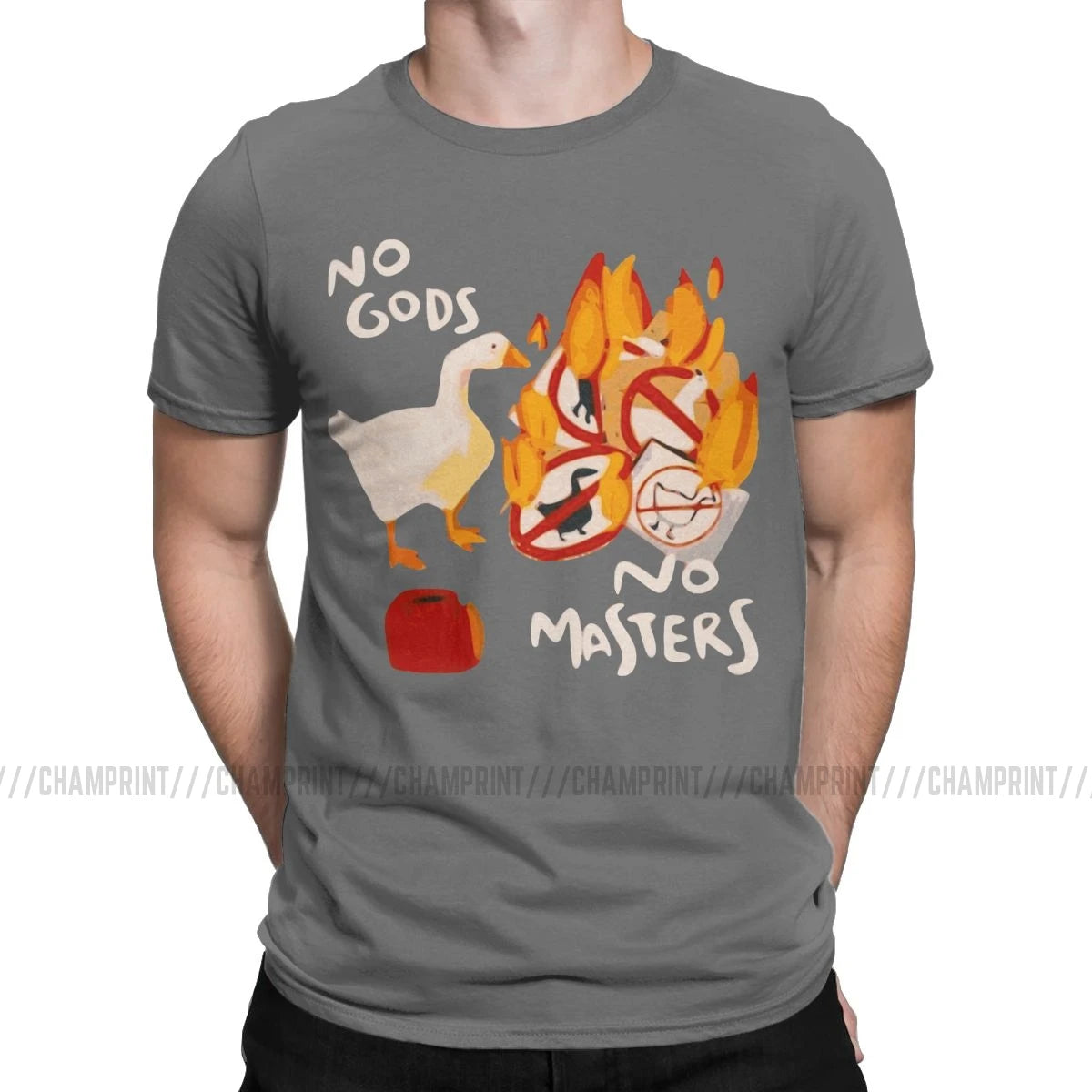 Men'S T-Shirts Untitled Goose Game No God No Masters Meme Funny Tee Shirt Short Sleeve T Shirts Crew Neck Clothes 5XL