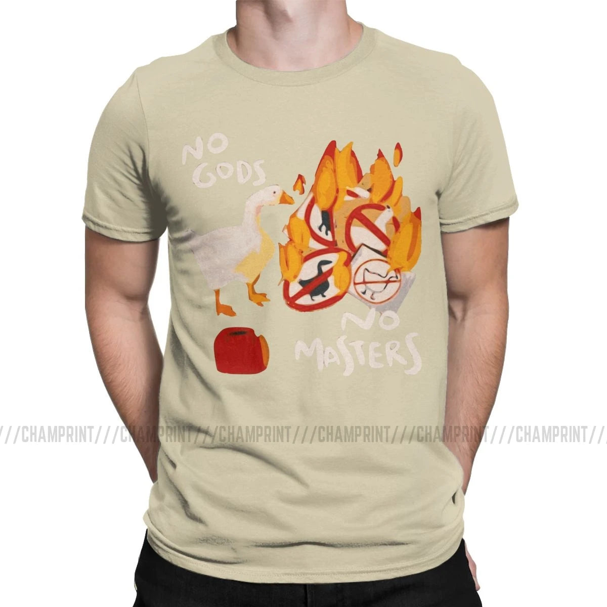 Men'S T-Shirts Untitled Goose Game No God No Masters Meme Funny Tee Shirt Short Sleeve T Shirts Crew Neck Clothes 5XL