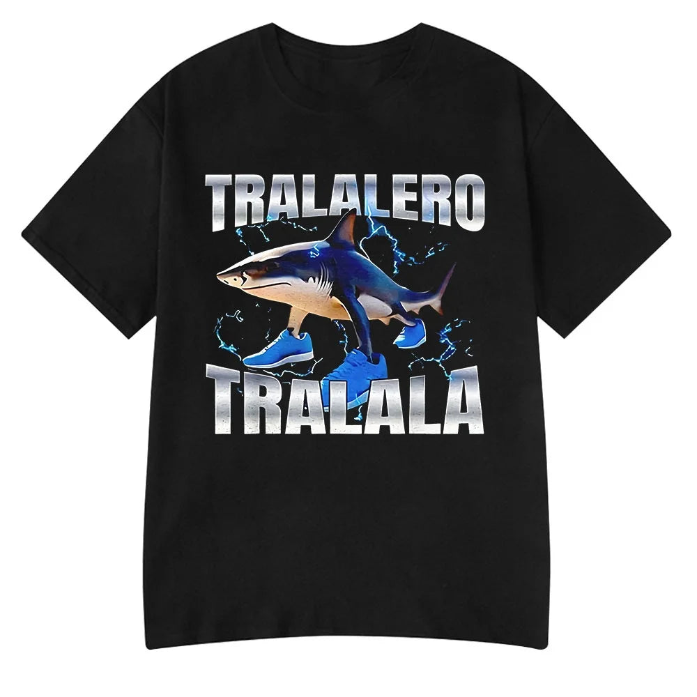Italian Brainrot Tralalero Tralala Tung Tung Tung Sahur Bombardiro Crocodilo Funny Meme T-Shirt Men Women Cotton Tees Y2K Tops