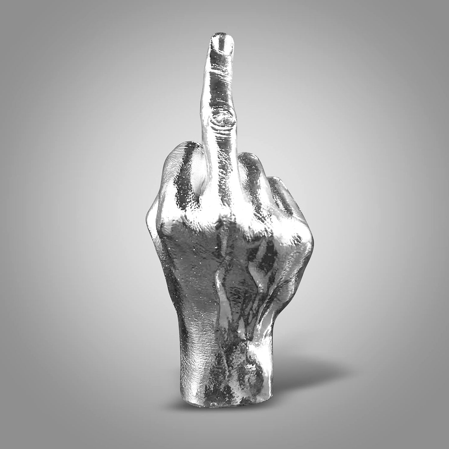 Silver Polyresin Hand Gesture Desk Statues Finger Sculpture Decor - Silver Personality Finger Practical Joke Halloween Prank Gifts (Personality-Black)