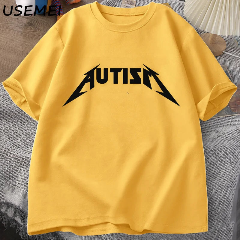 Autism Meme T Shirt Cotton Funny Humor Introvert T-Shirts for Men Women Letter Printed Tees Unisex T-Shirts Oversized