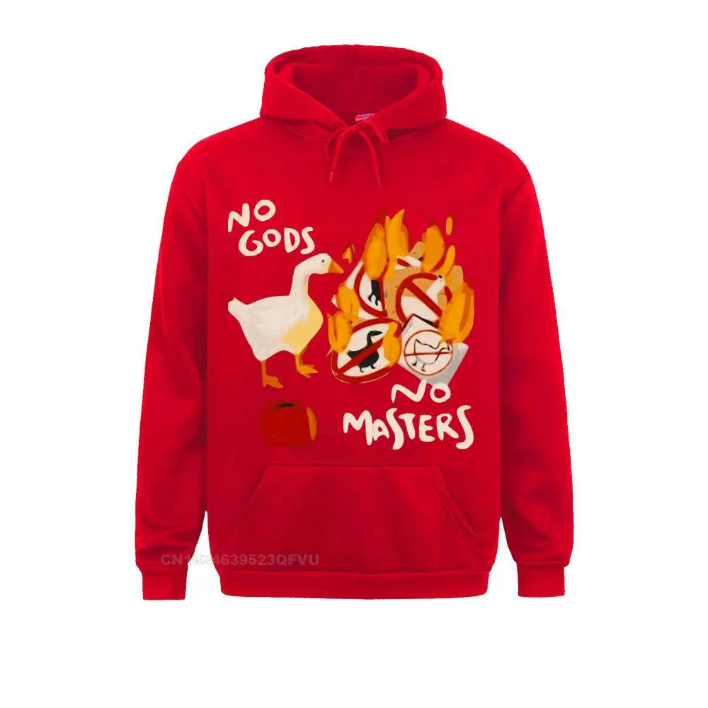 Men'S Harajuku Pullover Hoodie Untitled Goose Game No God No Meme Funny Pullover Hoodie Camisas Pullover Hoodie Crew Neck