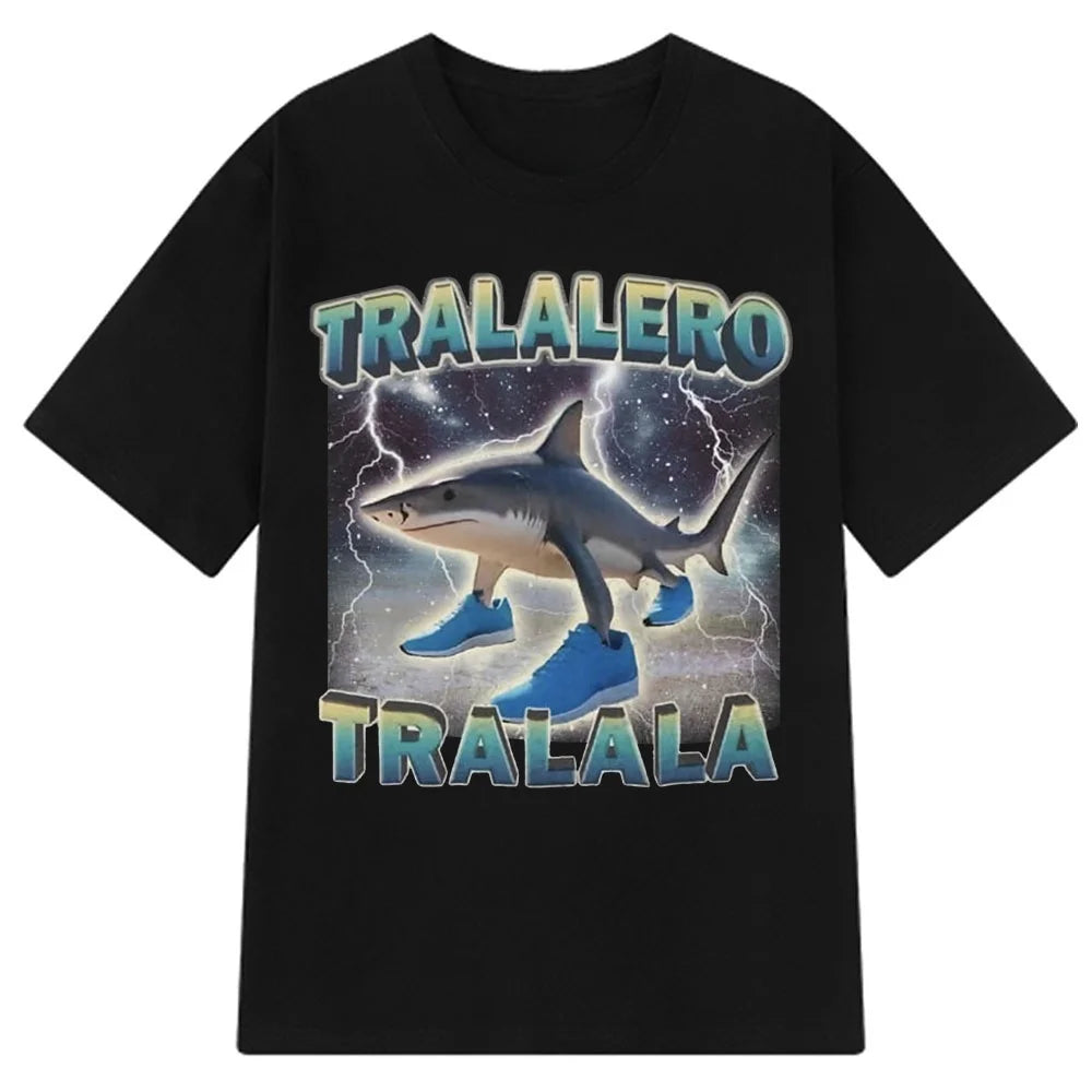 Italian Brainrot Tralalero Tralala Tung Tung Tung Sahur Bombardiro Crocodilo Funny Meme T-Shirt Men Women Cotton Tees Y2K Tops