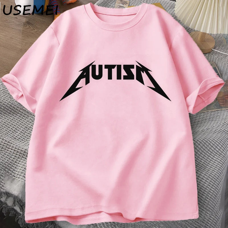 Autism Meme T Shirt Cotton Funny Humor Introvert T-Shirts for Men Women Letter Printed Tees Unisex T-Shirts Oversized