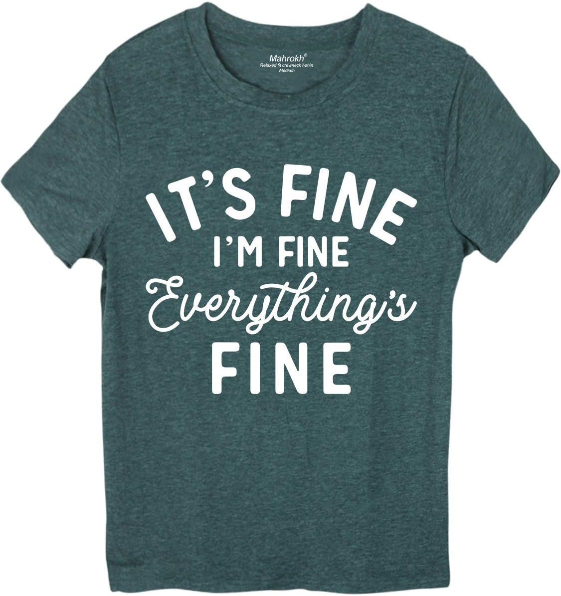 Its Fine Im Fine Everythings Fine Tshirt Women Inspirational T Shirts Short Sleeve Graphic Tees Tops
