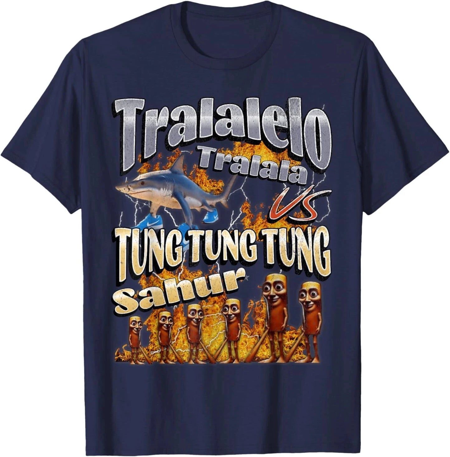 Italian Brainrot Tralalero Tralala Tung Tung Tung Sahur Bombardiro Crocodilo Funny Meme T-Shirt Men Women Cotton Tees Y2K Tops