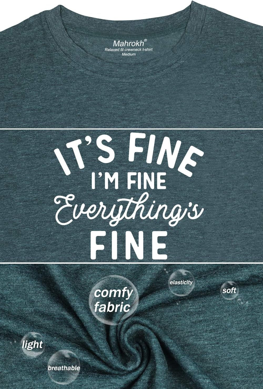 Its Fine Im Fine Everythings Fine Tshirt Women Inspirational T Shirts Short Sleeve Graphic Tees Tops