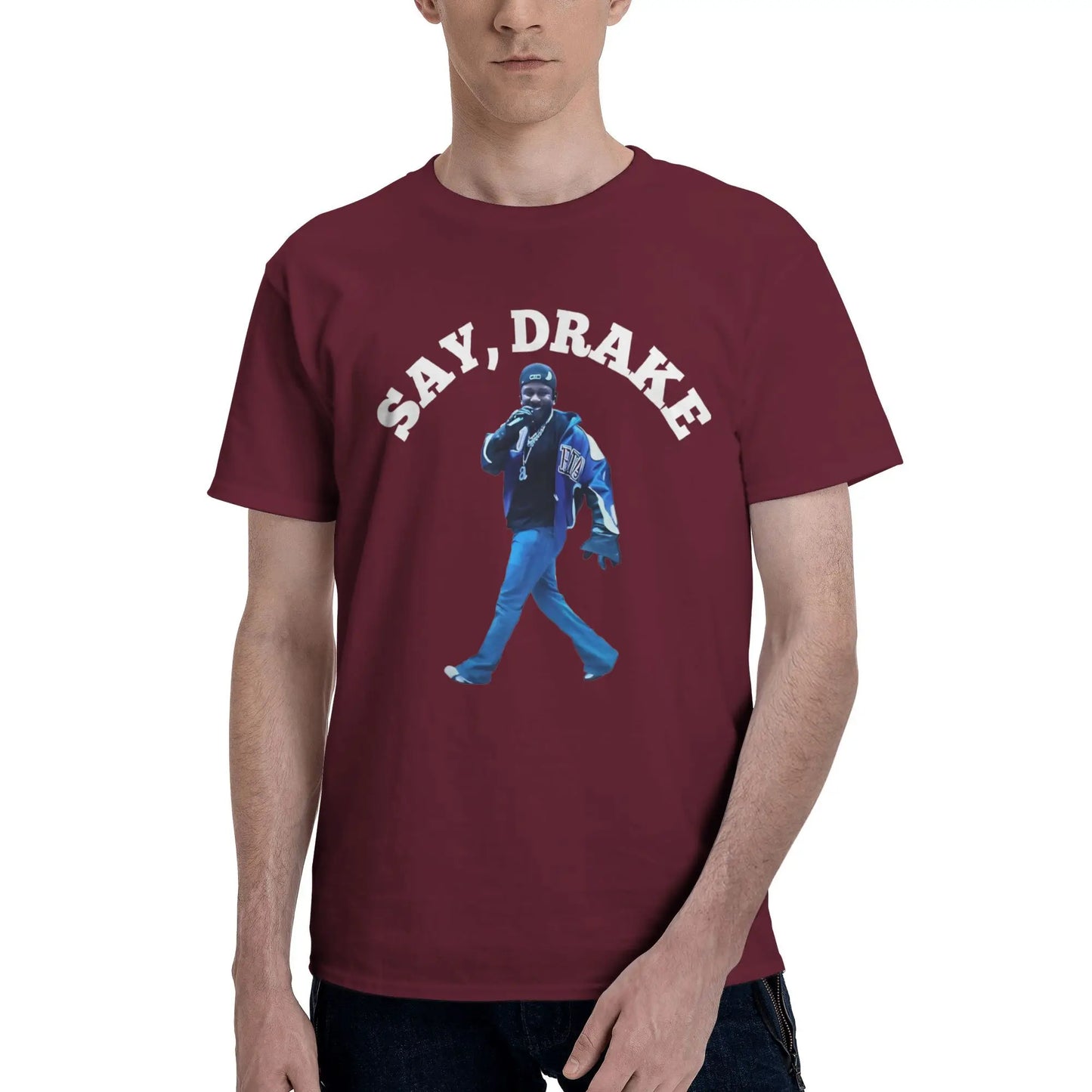 Rapper Kendrick Lamar Say Drake Meme Men T Shirt Vintage Tees Short Sleeve Crew Neck T-Shirt Cotton Printed Clothes