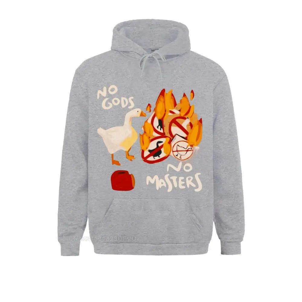 Men'S Harajuku Pullover Hoodie Untitled Goose Game No God No Meme Funny Pullover Hoodie Camisas Pullover Hoodie Crew Neck