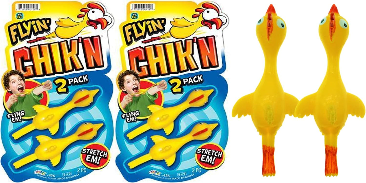 Mini Rubber Chicken Slingshot for Kids (24 Pack, 2 Units Each) Stretchy Finger Slingshot Toys. Funny Gag Gifts, Bulk Party Favors & Stocking Stuffers for Teens. 426-24P