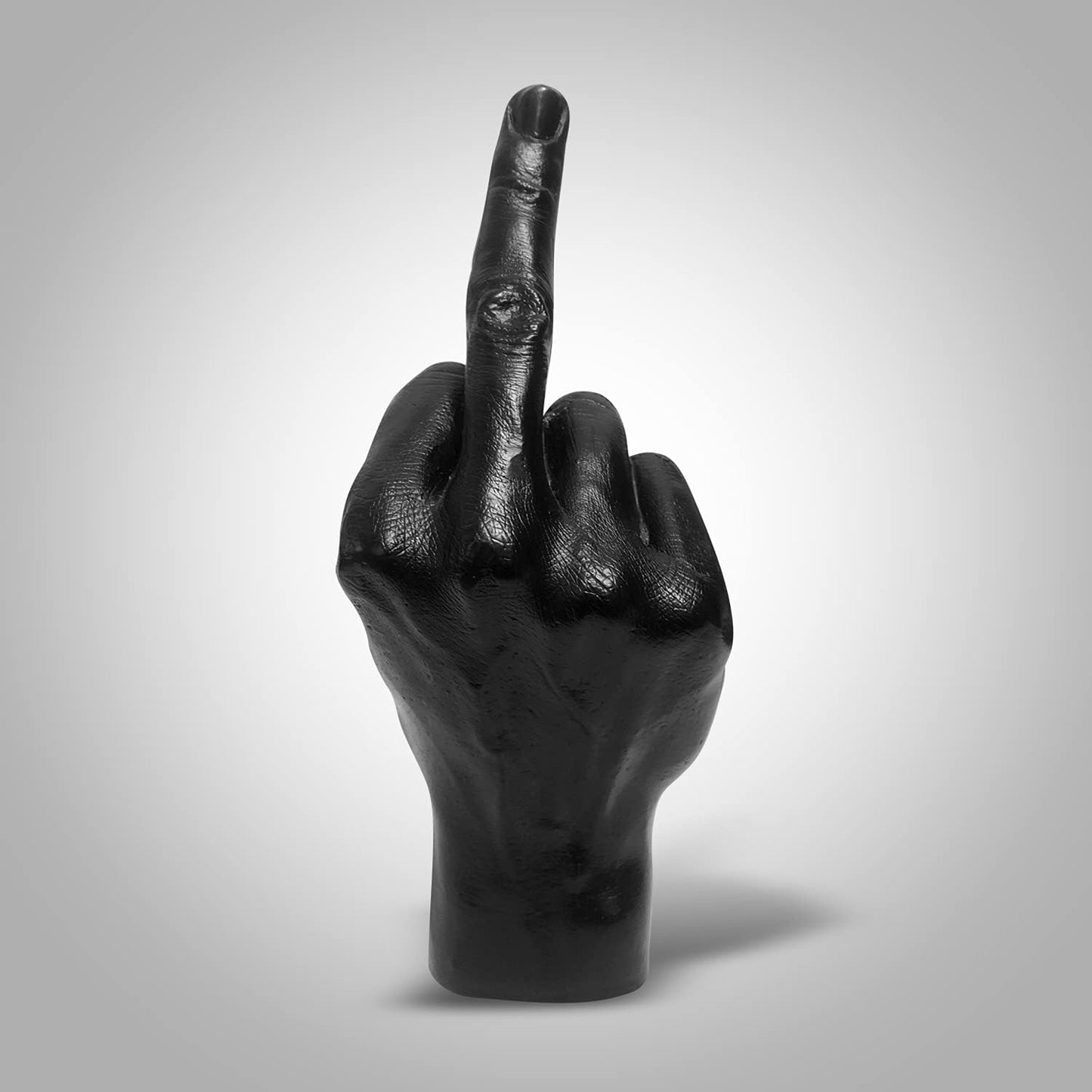 Silver Polyresin Hand Gesture Desk Statues Finger Sculpture Decor - Silver Personality Finger Practical Joke Halloween Prank Gifts (Personality-Black)