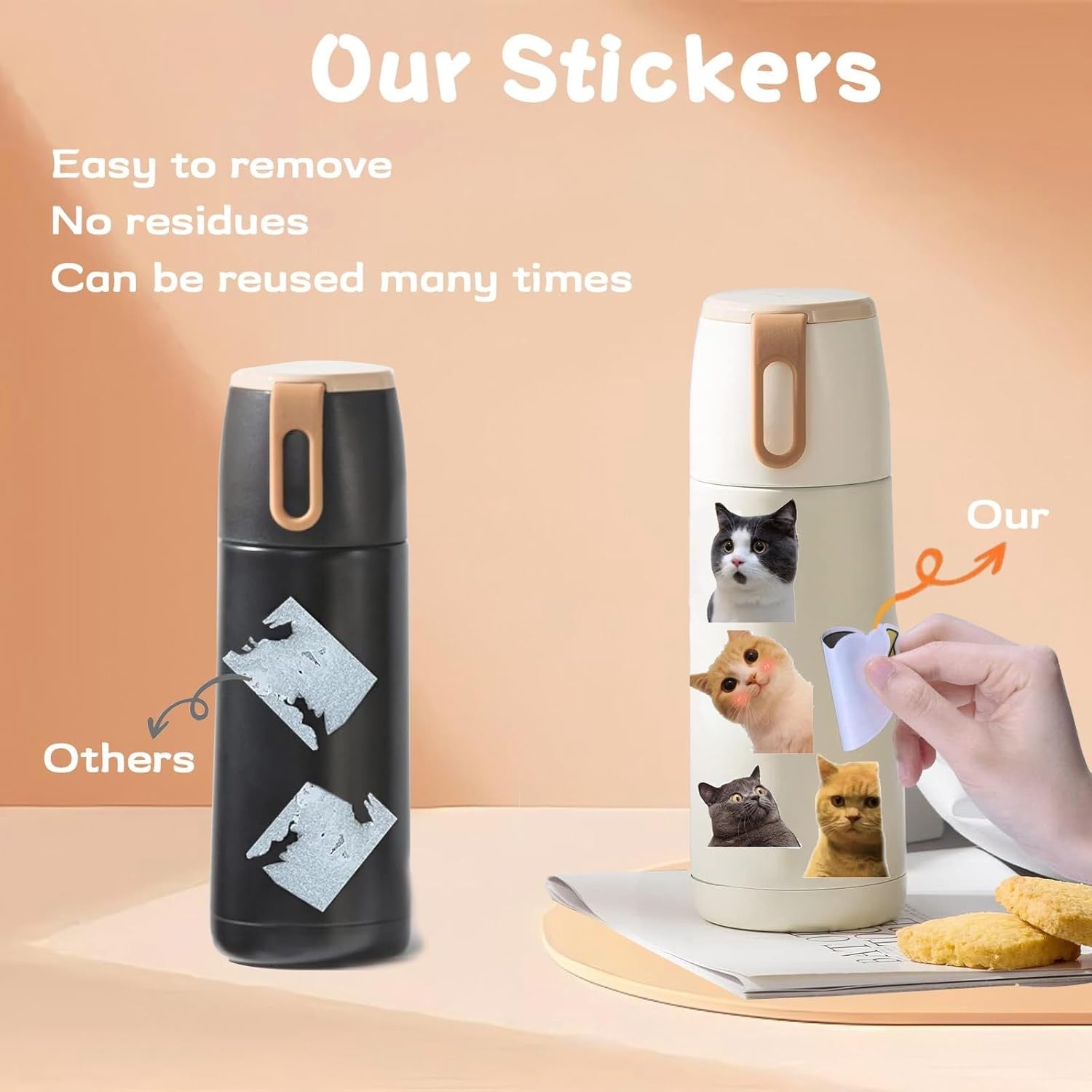 100 Pcs Funny Cat Stickers Cute Meme Sticker for Adults Teens Red
