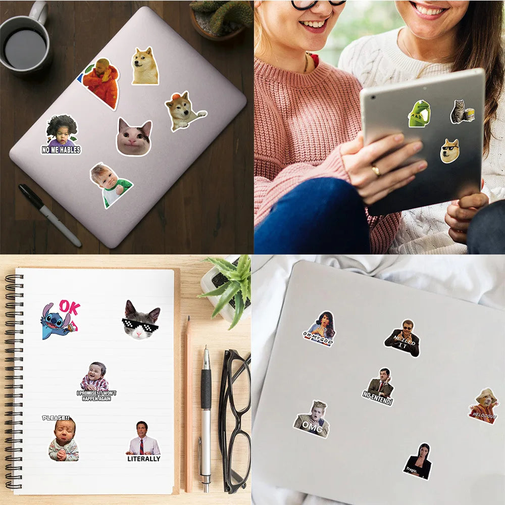 50/100Pcs Funny Meme Graffiti Stickers Vinyl Waterproof for Laptop Phone Case Notebook Water Bottle Toy DIY Decor Sticker Toys