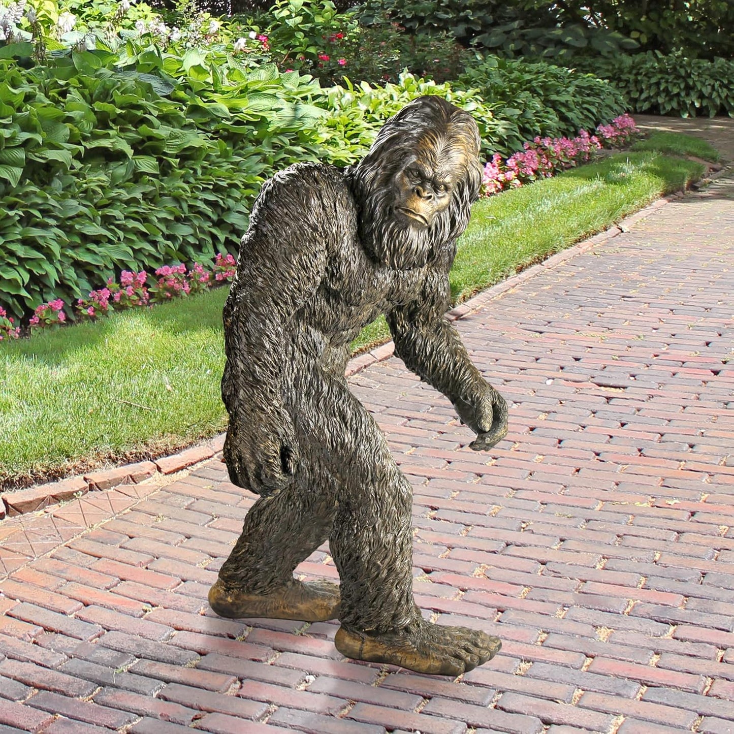 Bigfoot the Yei Indoor/Outdoor Garden Statue Cryptid Sculpture, Large, 28 Inch Tall, Cast Stone Resin, Brown Finish