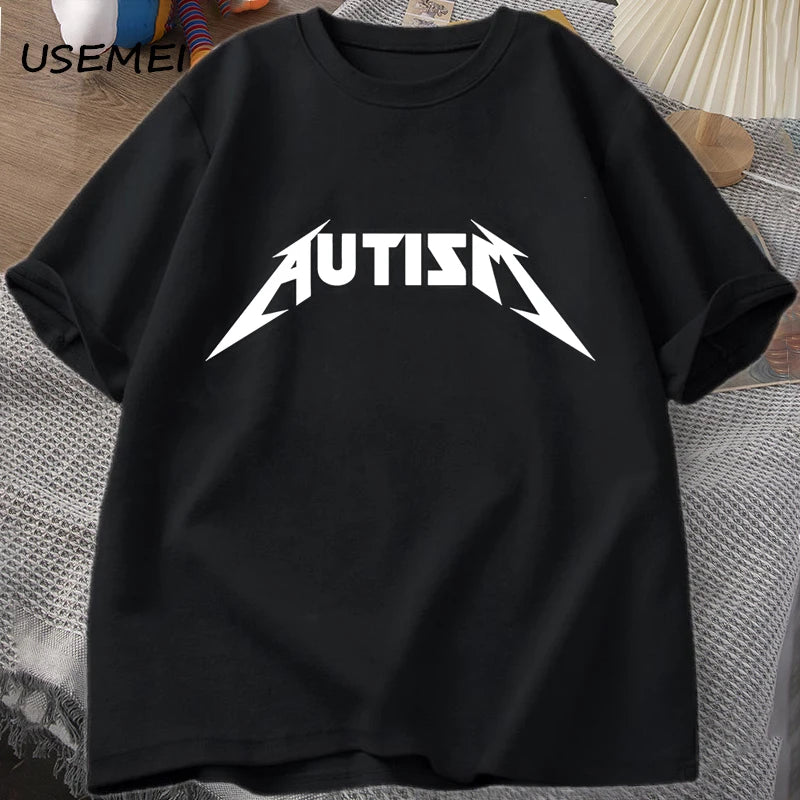 Autism Meme T Shirt Cotton Funny Humor Introvert T-Shirts for Men Women Letter Printed Tees Unisex T-Shirts Oversized