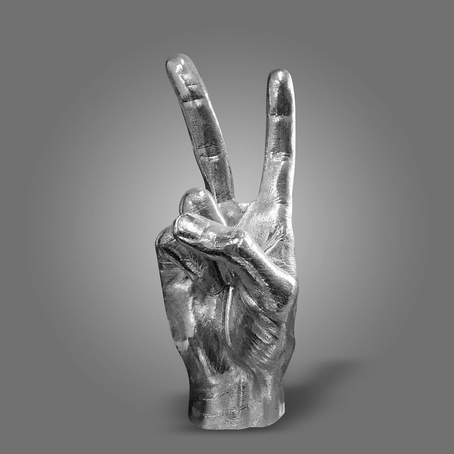 Silver Polyresin Hand Gesture Desk Statues Finger Sculpture Decor - Silver Personality Finger Practical Joke Halloween Prank Gifts (Personality-Black)