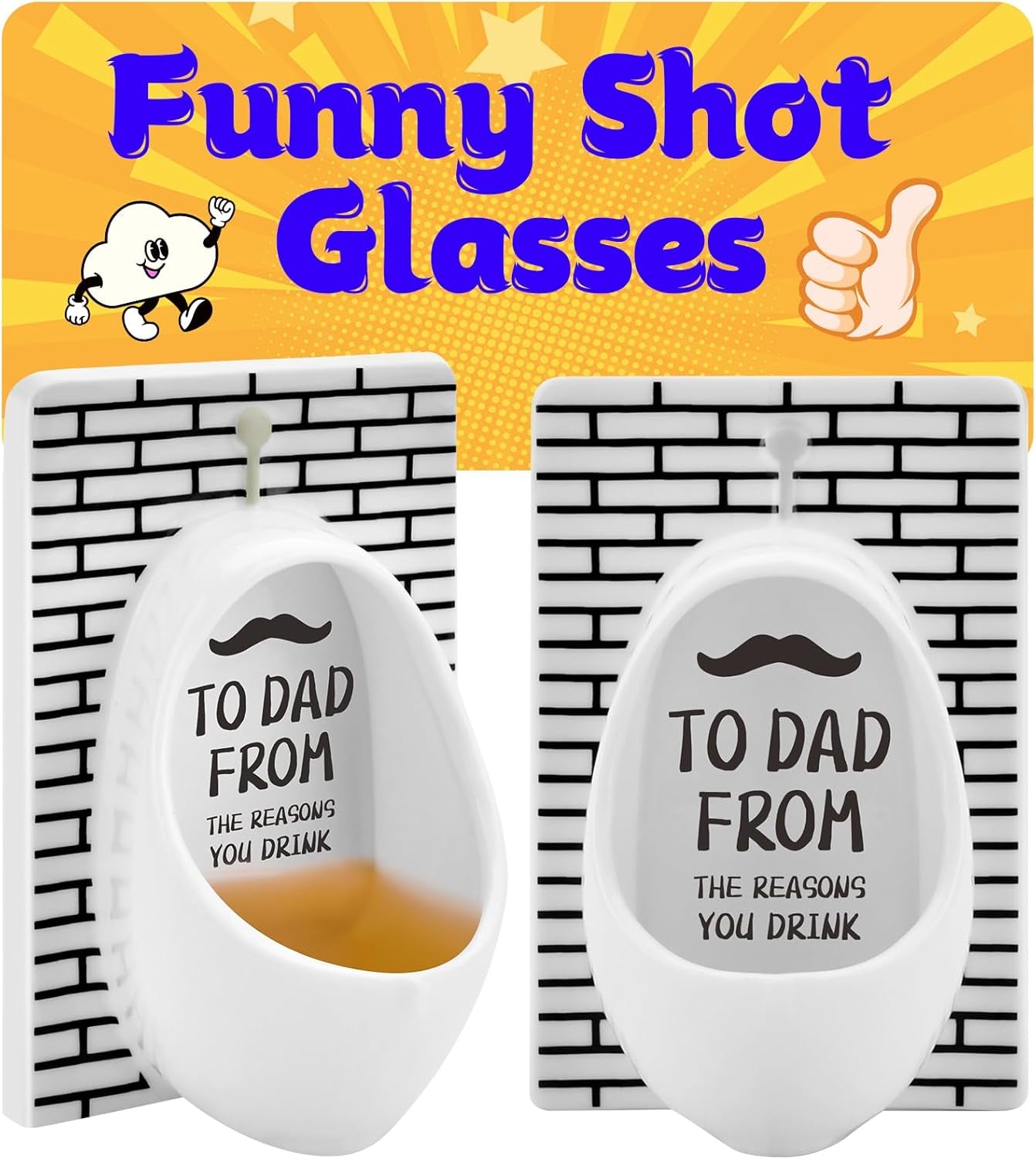 Fathers Day Dad Gifts from Daughter Son Gifts for Men Urinal Shot Glasses Set Of