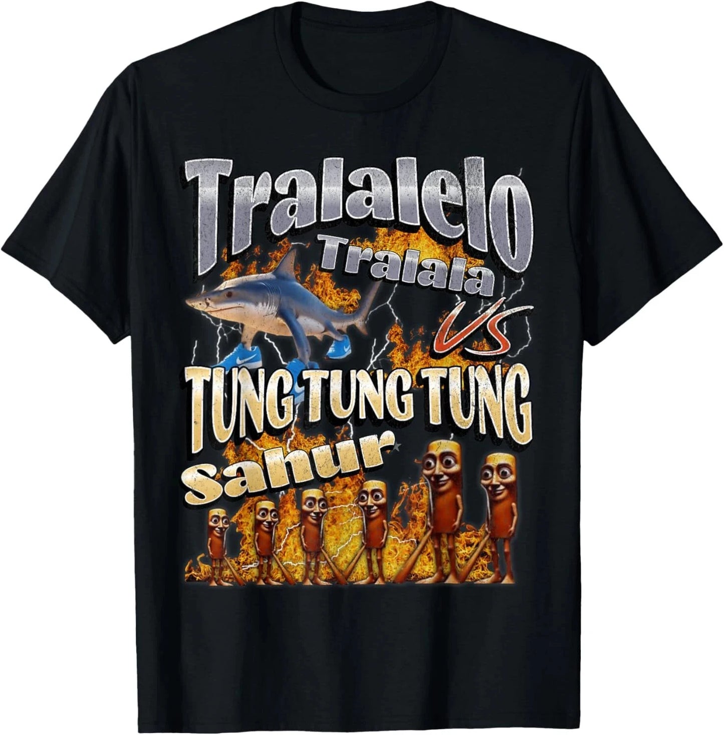 Italian Brainrot Tralalero Tralala Tung Tung Tung Sahur Bombardiro Crocodilo Funny Meme T-Shirt Men Women Cotton Tees Y2K Tops