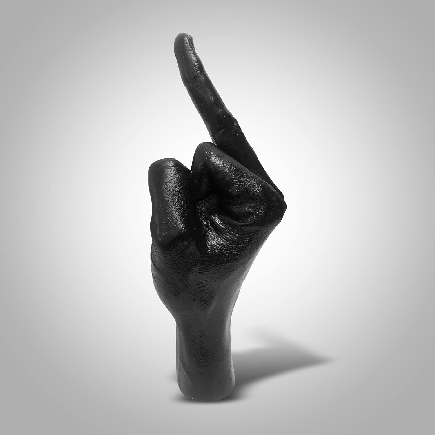 Silver Polyresin Hand Gesture Desk Statues Finger Sculpture Decor - Silver Personality Finger Practical Joke Halloween Prank Gifts (Personality-Black)