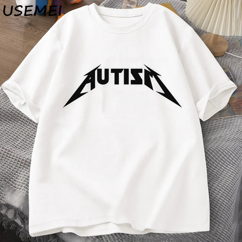 Autism Meme T Shirt Cotton Funny Humor Introvert T-Shirts for Men Women Letter Printed Tees Unisex T-Shirts Oversized
