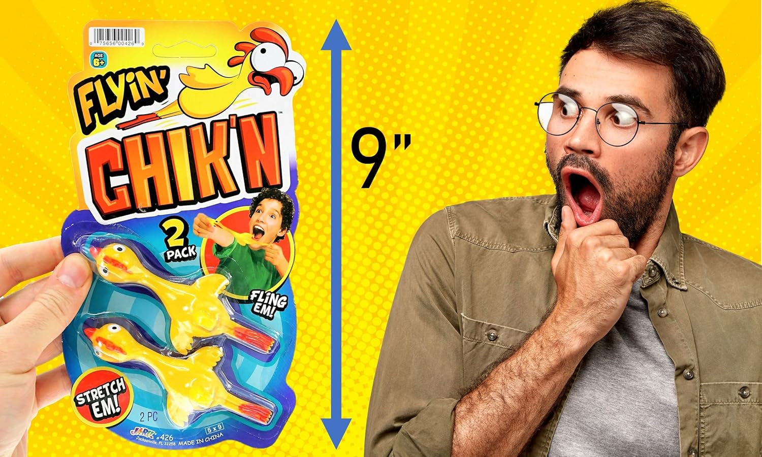 Mini Rubber Chicken Slingshot for Kids (24 Pack, 2 Units Each) Stretchy Finger Slingshot Toys. Funny Gag Gifts, Bulk Party Favors & Stocking Stuffers for Teens. 426-24P