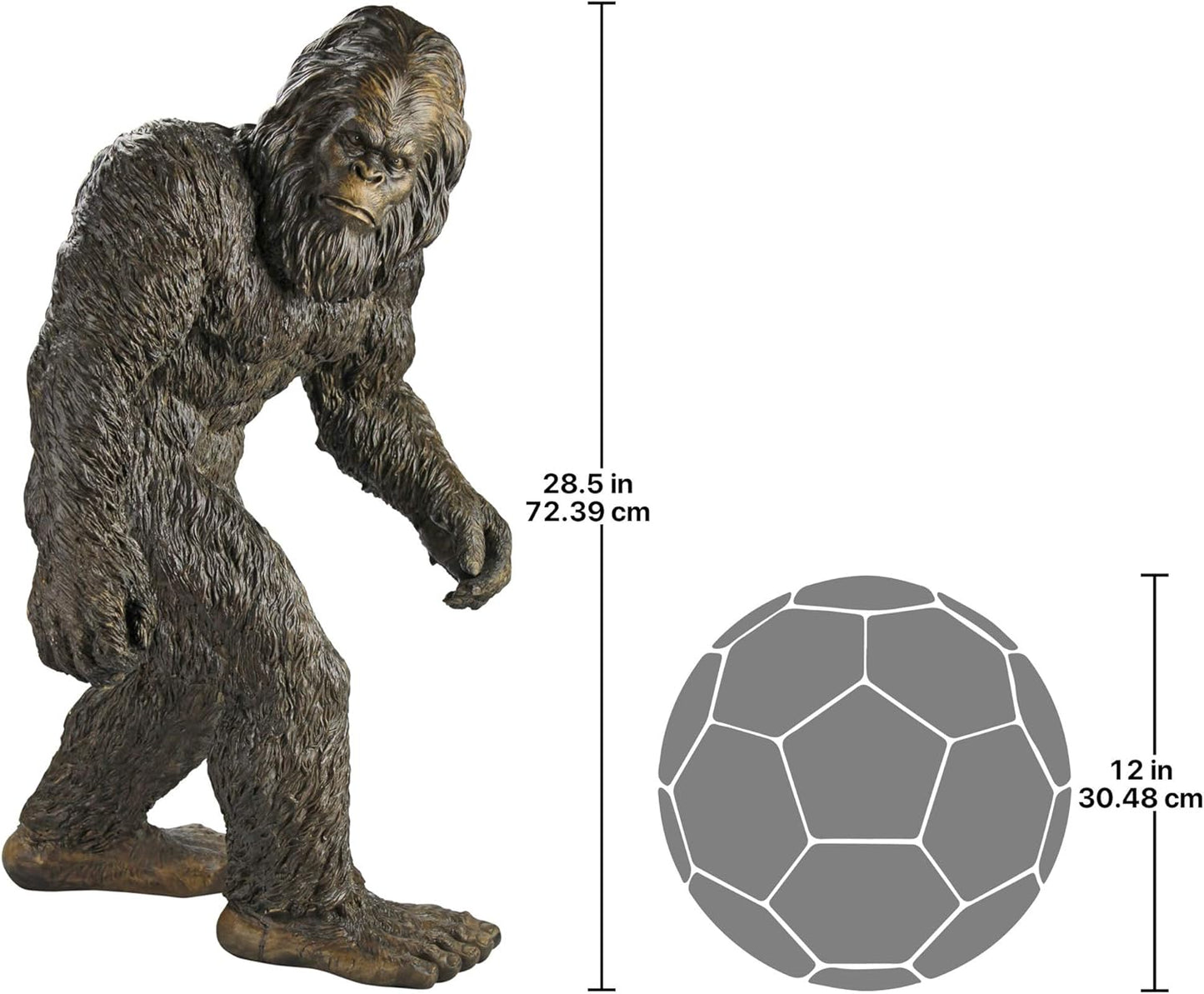 Bigfoot the Yei Indoor/Outdoor Garden Statue Cryptid Sculpture, Large, 28 Inch Tall, Cast Stone Resin, Brown Finish